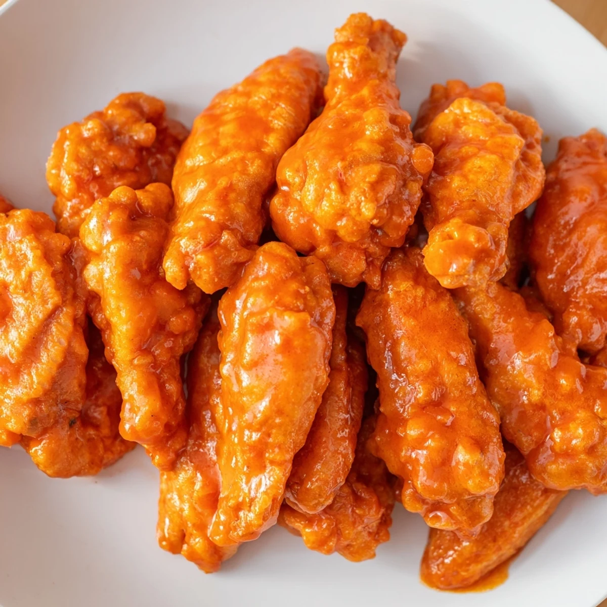 Juicy flats and drumettes, Chicken Wings with Buffalo Sauce served with ranch dressing and crunchy carrots.