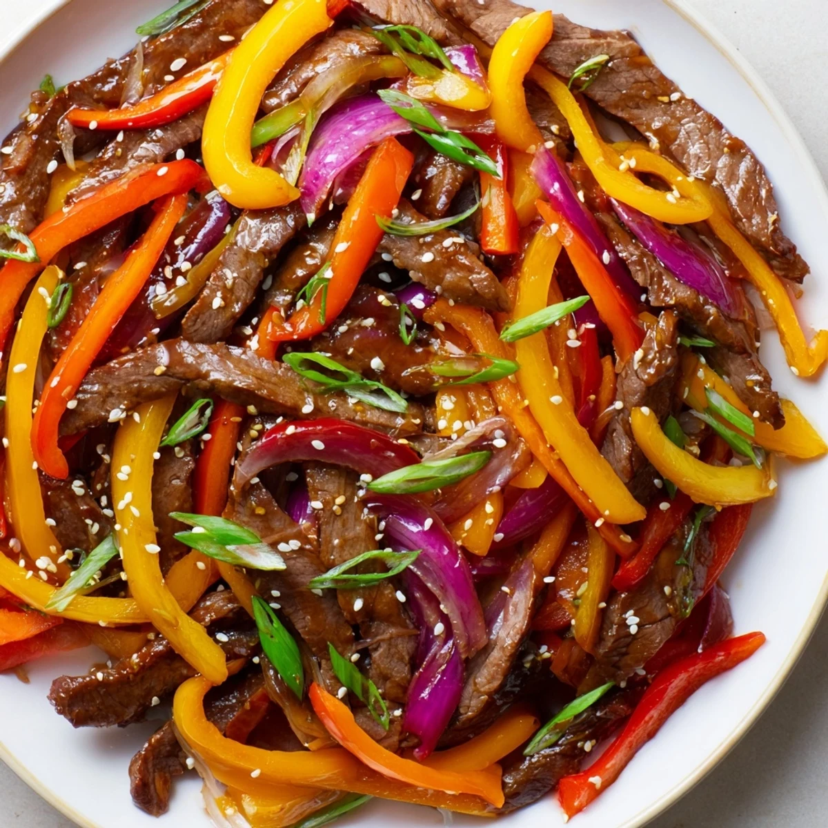 Vivid bowl of homemade Spicy Beef Stir Fry with Vegetables, featuring tender beef and vibrant veggies drenched in a bold, aromatic chili garlic sauce.