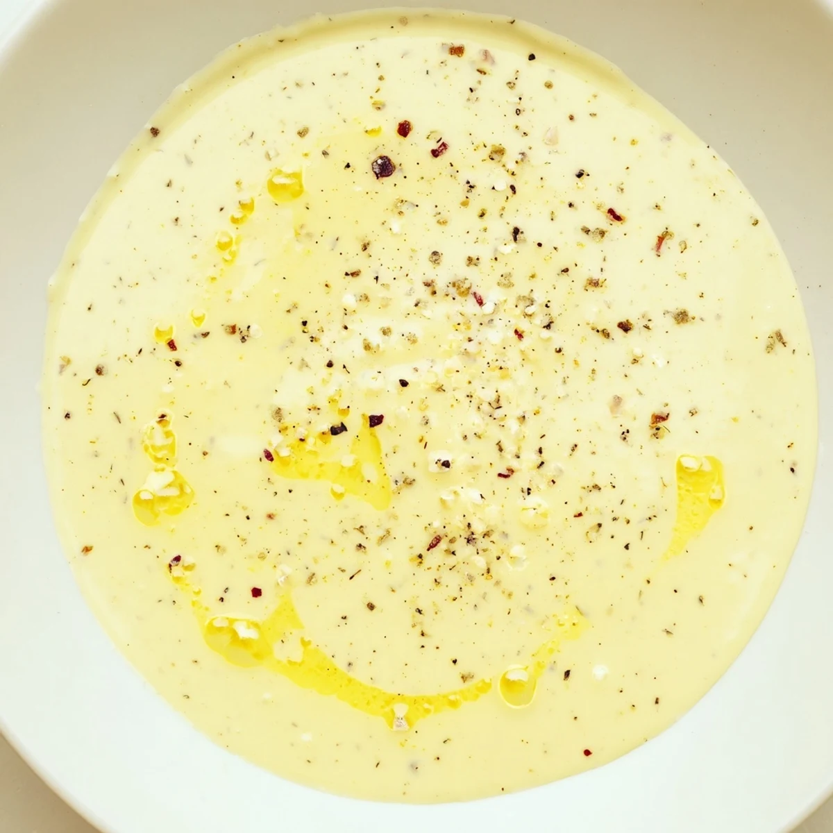 Vibrant lemon dijon dressing in a small pitcher, ready to pour over roasted asparagus and quinoa bowls.