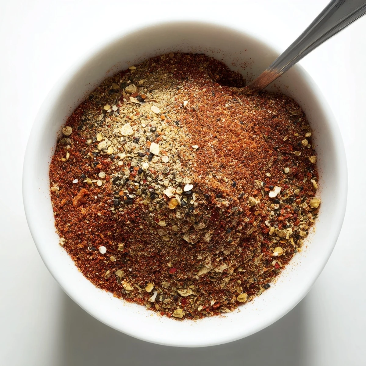 This bowl of Easy Homemade Taco Seasoning Mix shows paprika and cumin in a rustic setting with fresh ingredients nearby.
