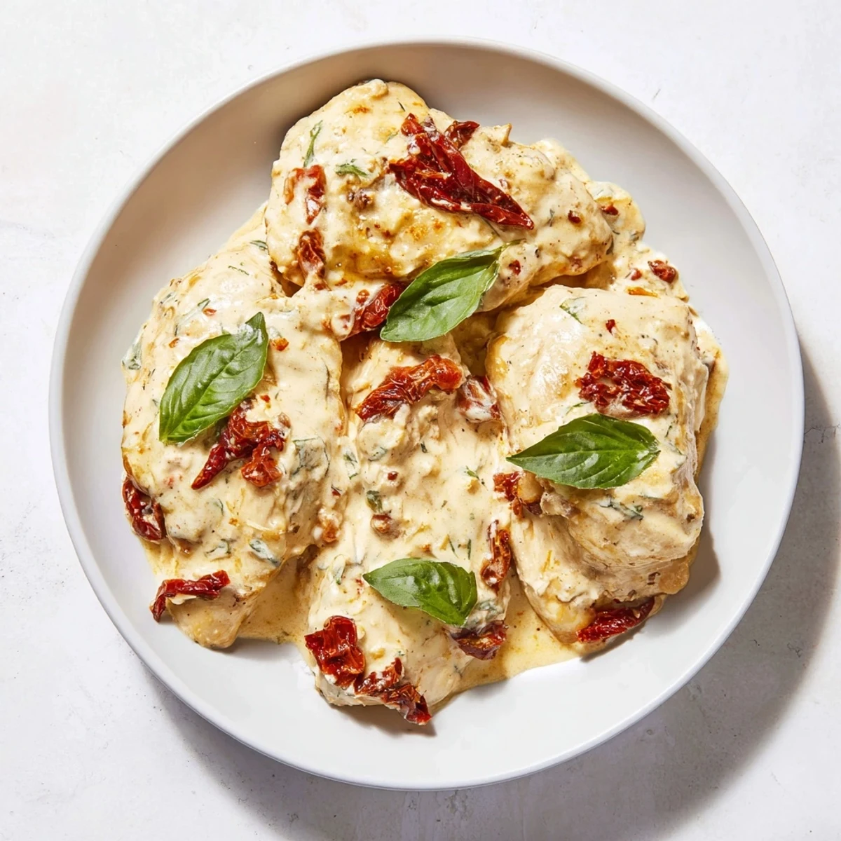 Steam rises from tender Marry Me Slow Cooker Chicken Breast served over pasta beside a glass of crisp white wine.