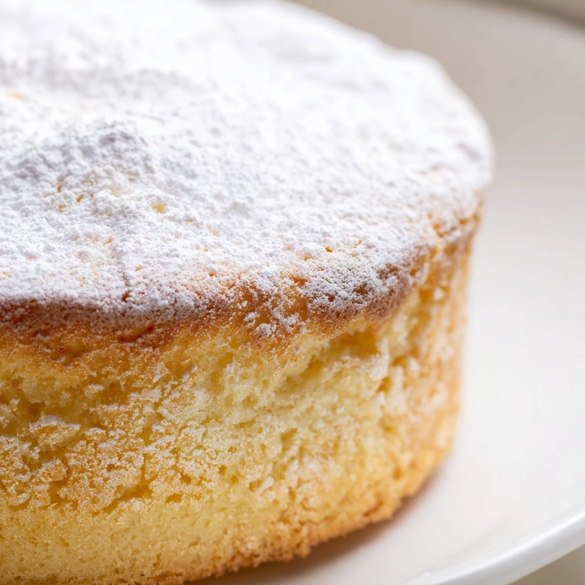Fluffy Yogurt Cloud Cake with a tender crumb, topped with a dollop of whipped cream for a sweet dessert.