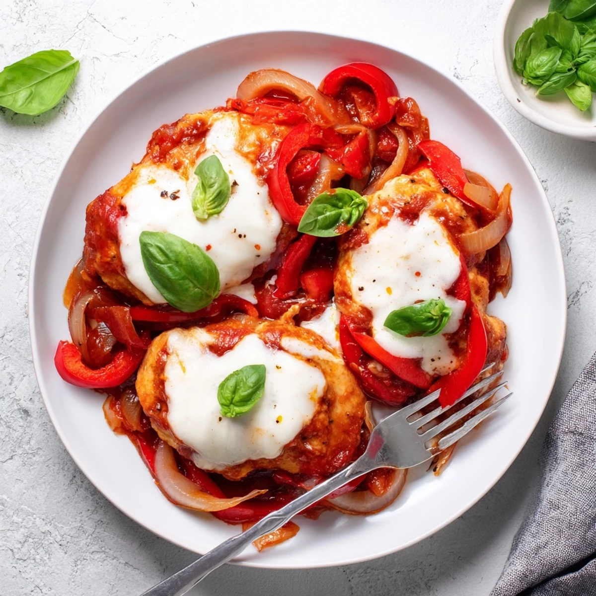 A comforting platter of Italian Style Chicken featuring tender meat and bubbling cheese, ready to serve.