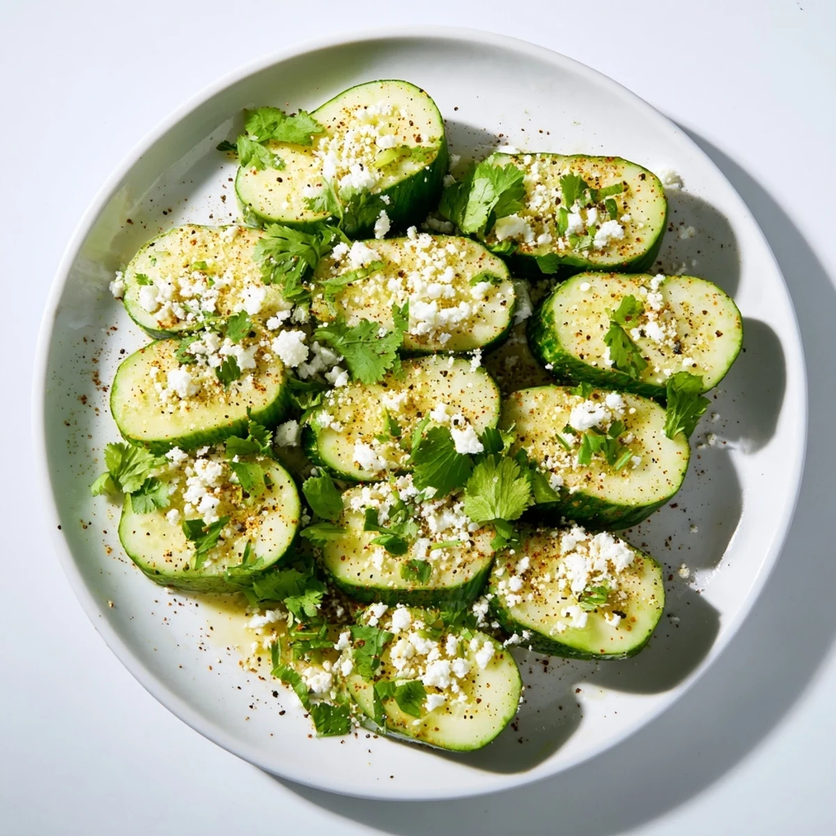 Crisp cucumber slices tossed with zesty lime and dusted with chili for a refreshing summer appetizer