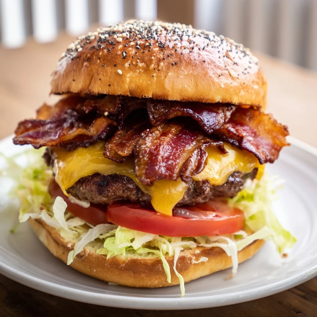 Golden grilled Crack Burgers loaded with savory toppings including crisp lettuce, fresh tomato and special sauce on a toasted bun