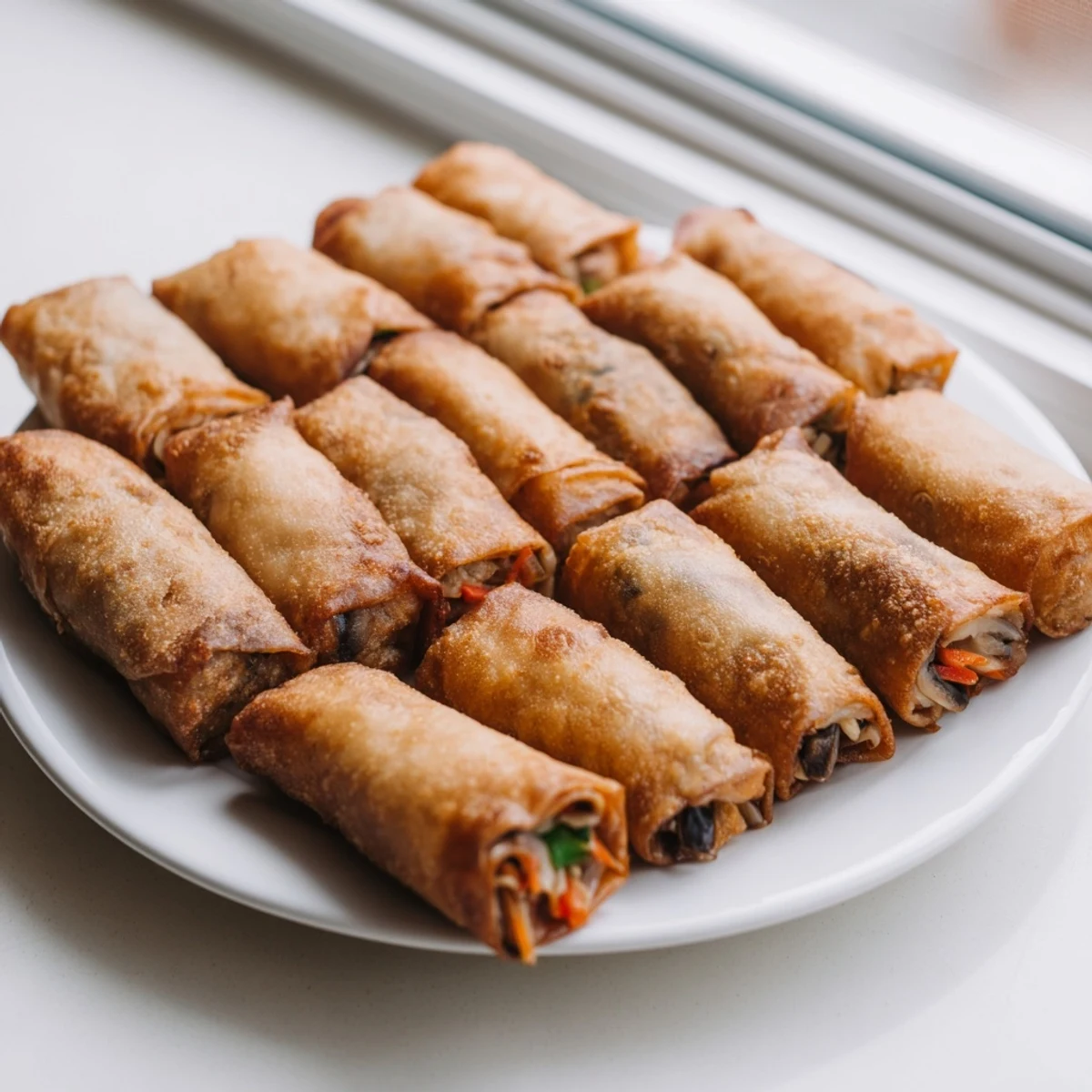 Deep fried crispy spring rolls with sweet chili dipping sauce