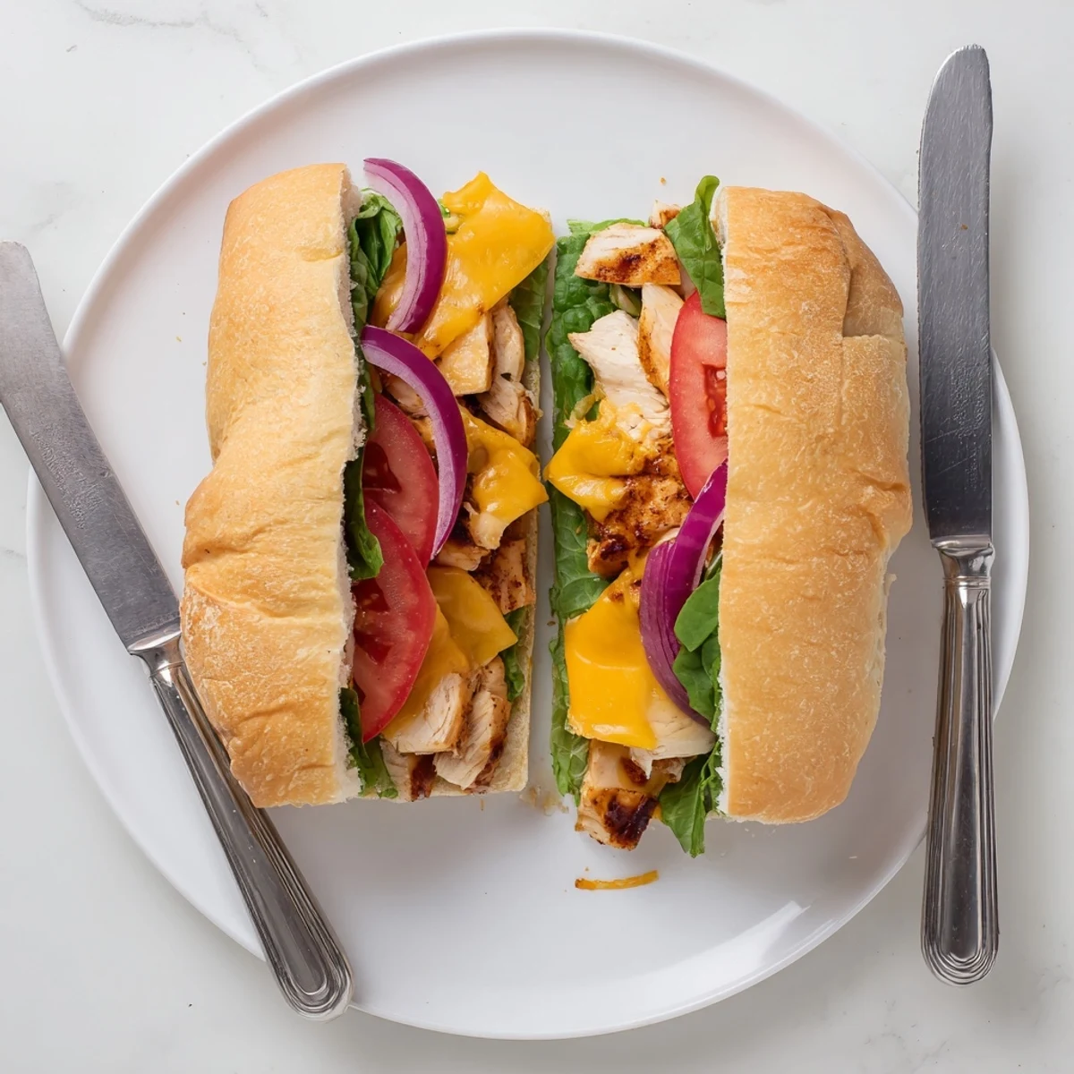 Mouthwatering cheesy grilled chicken sandwich oozing melted cheese over juicy seasoned chicken