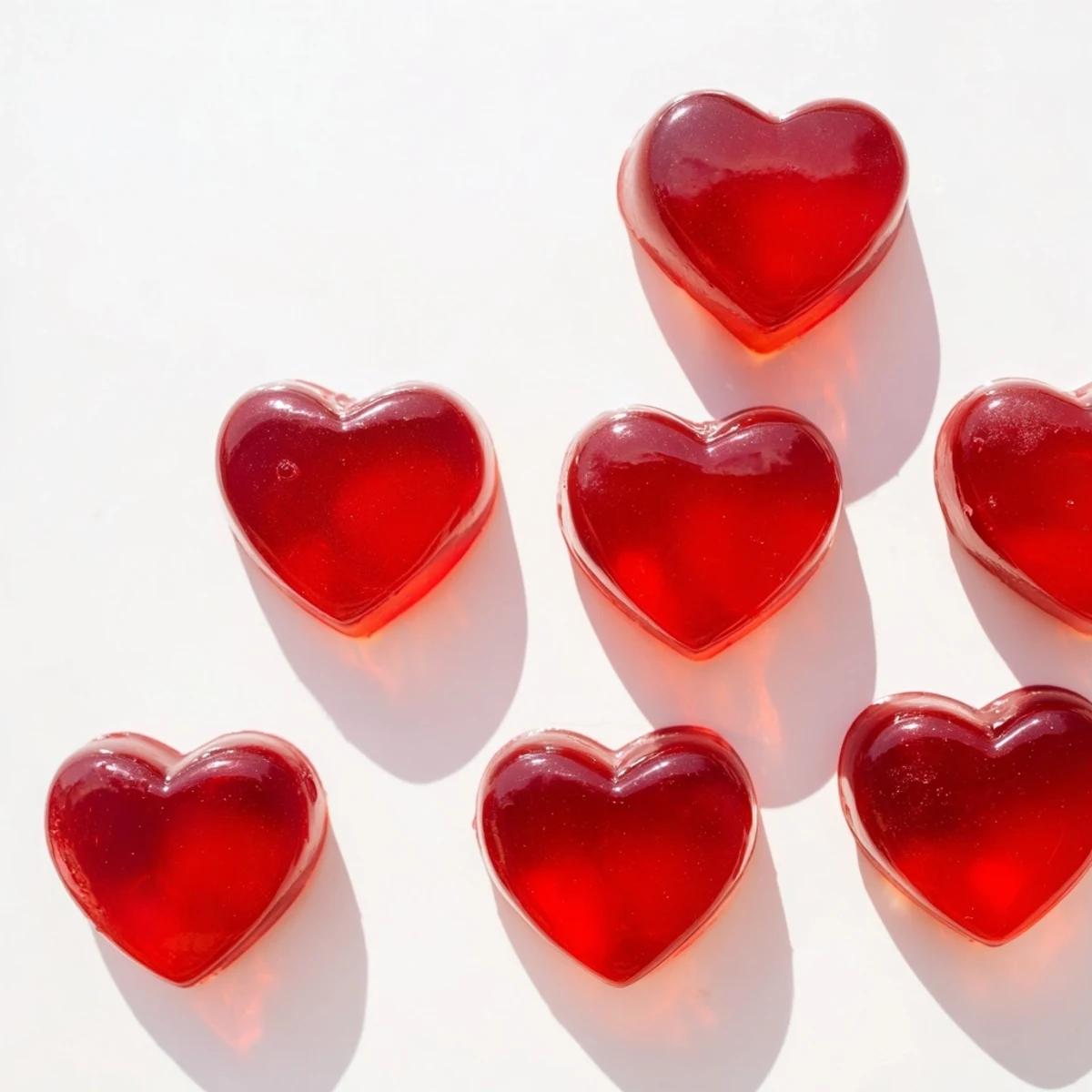Fresh strawberry puree transforms into bite-sized homemade gummies, cut into playful shapes on a marble serving board