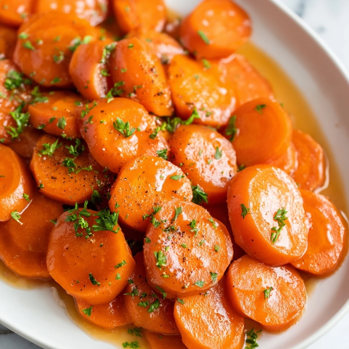Steam rising from a bowl of sweet brown sugar glazed carrots ready for holiday dinner