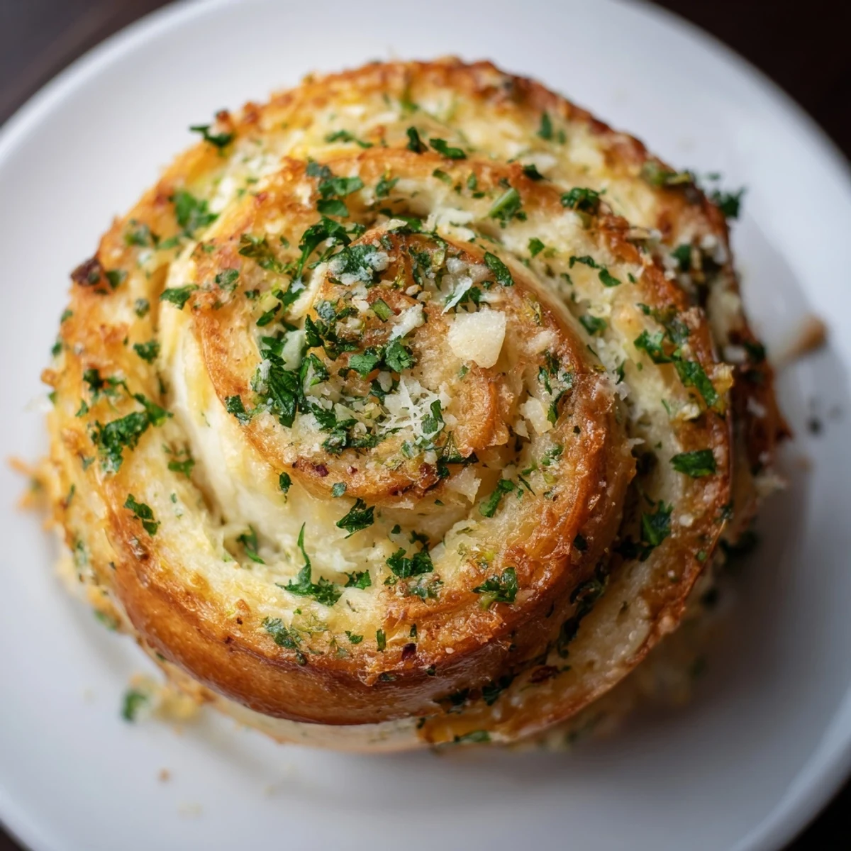 Fluffy warm garlic bread rolls arranged in a baking pan ready for serving