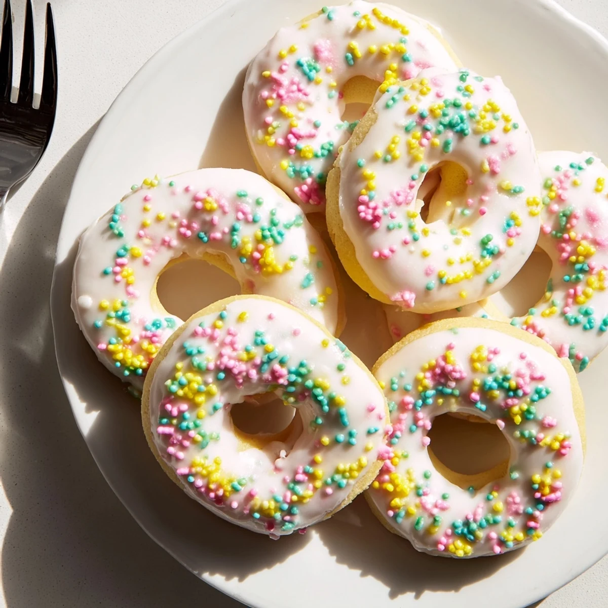 Homemade Italian Easter cookies drizzled with white icing and rainbow sprinkles, perfect for Easter dessert tables