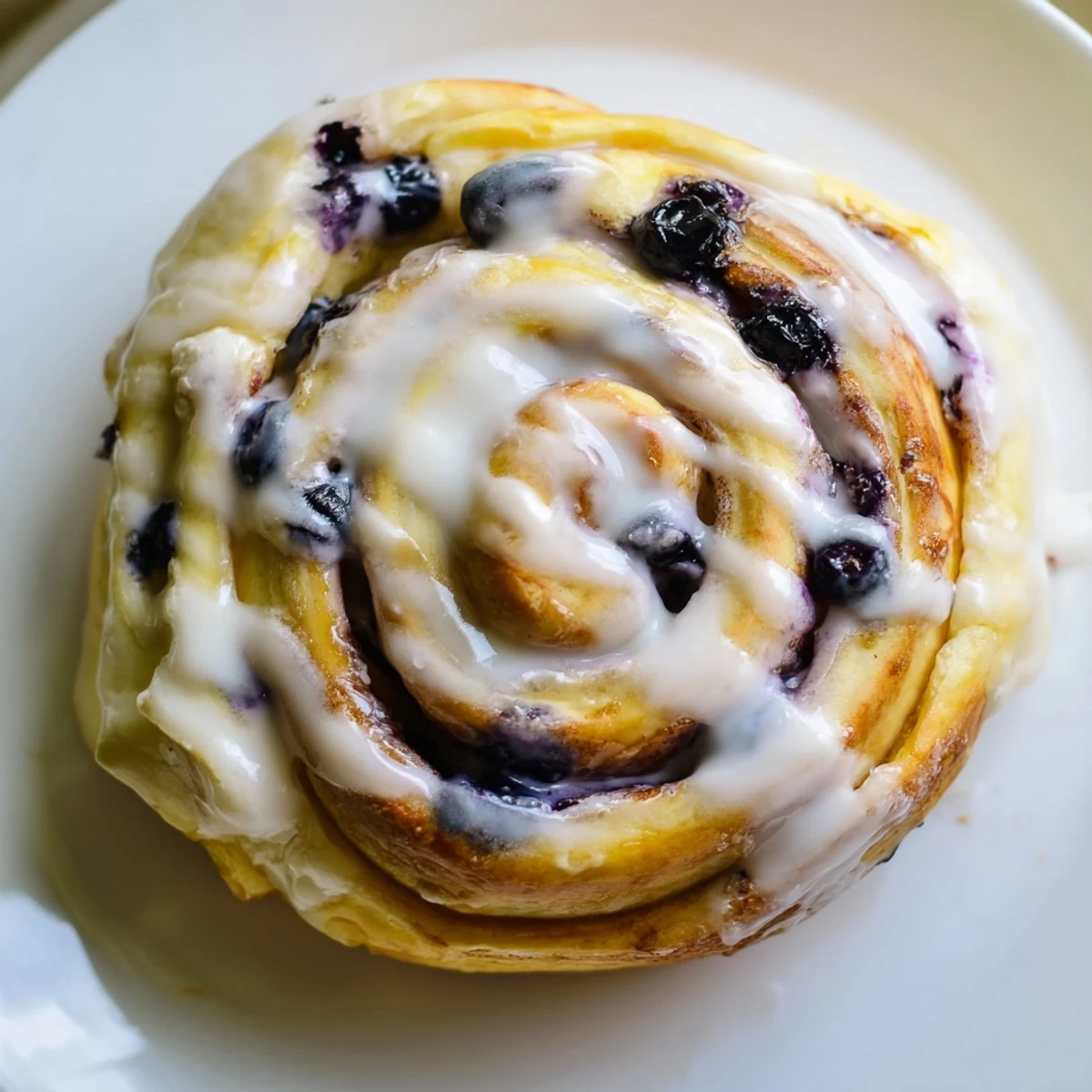 Warm cinnamon-style rolls filled with blueberry lemon compote topped with creamy lemon icing