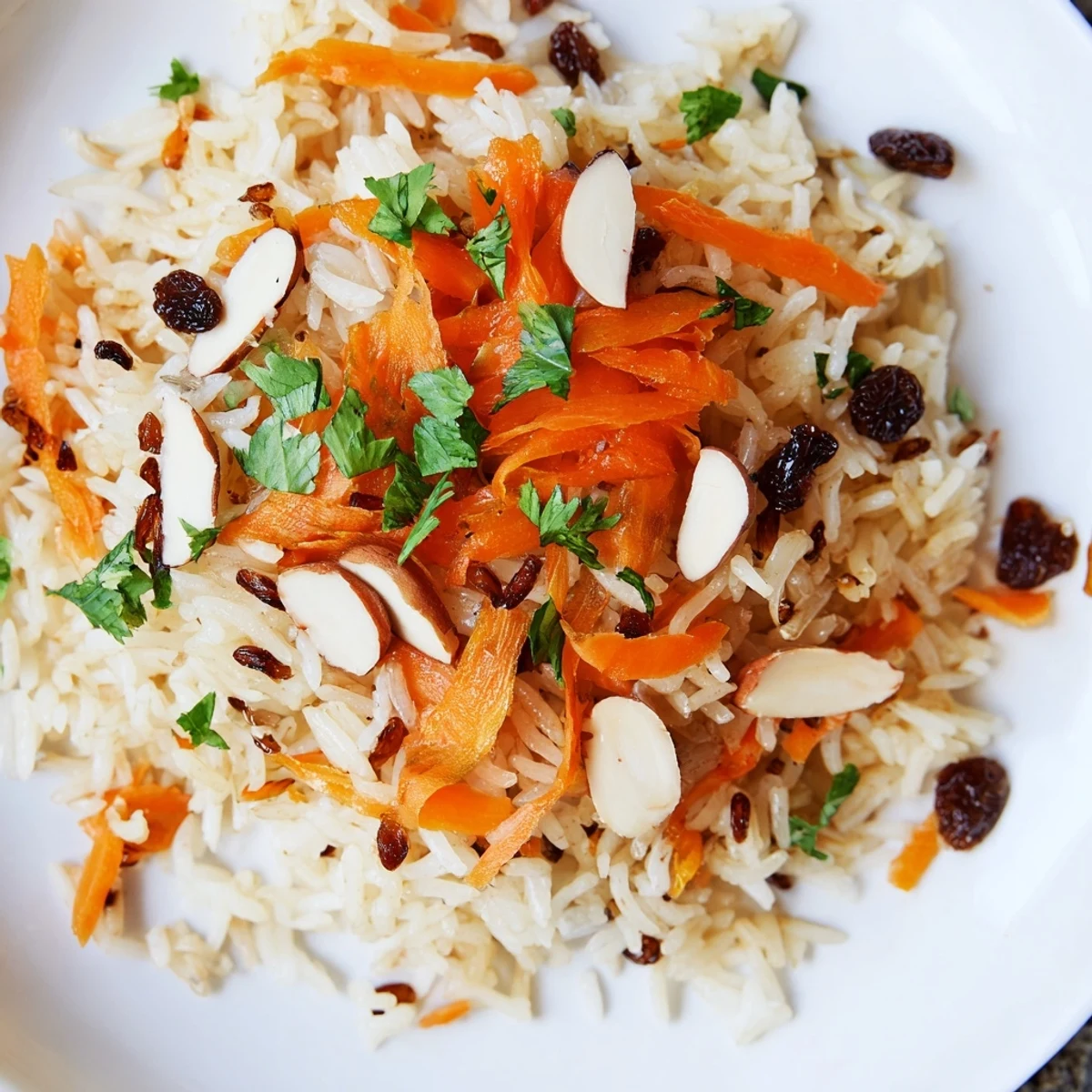 Aromatic Afghan rice steamed with warm spices and garnished with crunchy almonds