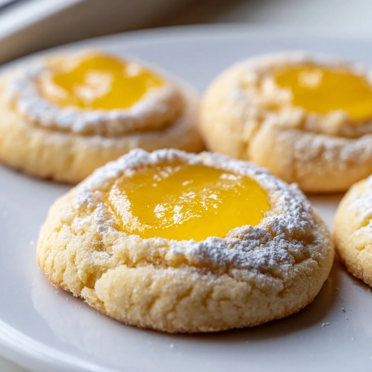 Golden lemon curd cookies with tangy filling nestled in buttery, tender shortbread dough
