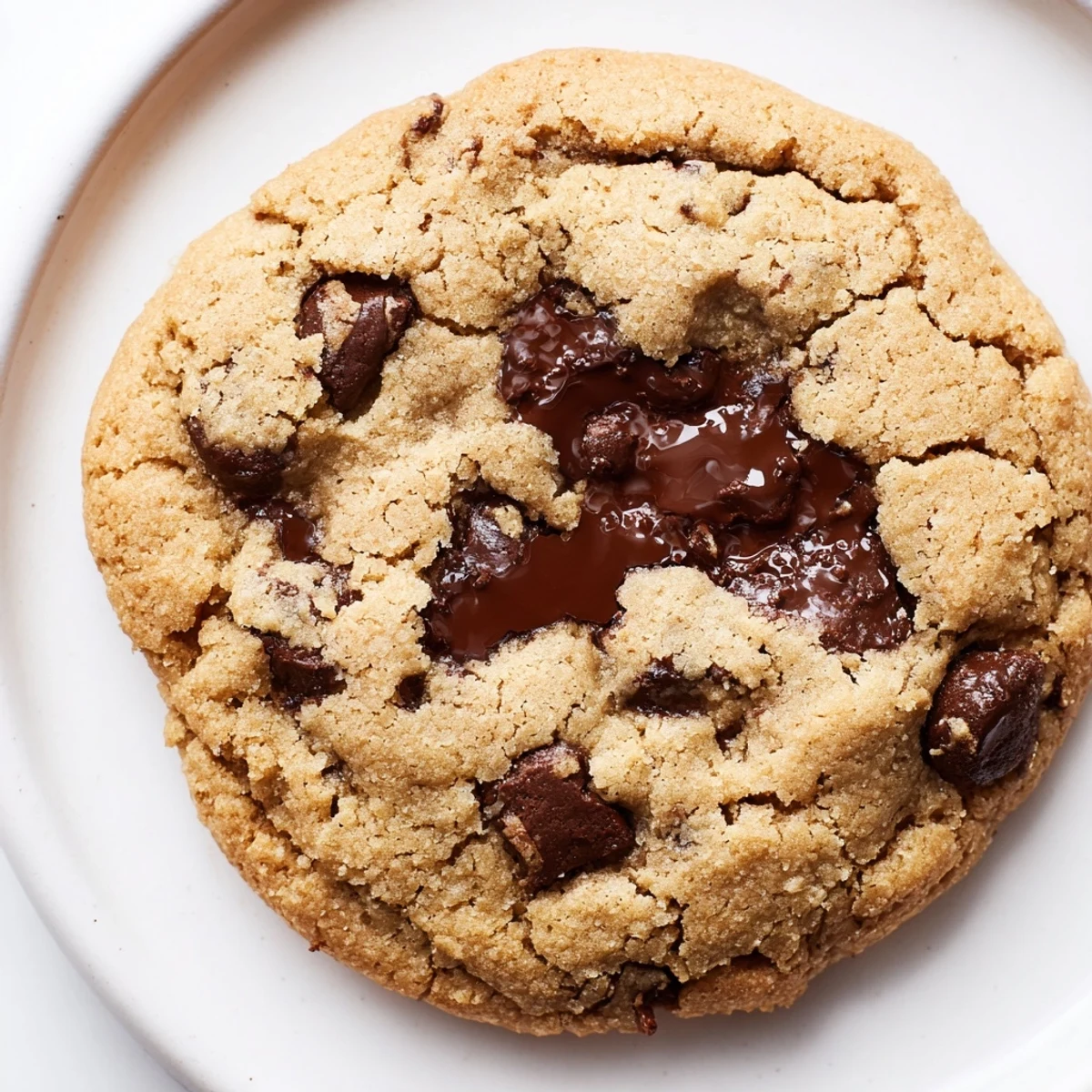 Chewy nut free chocolate chip cookies studded with melty semi-sweet chocolate pieces stacked high