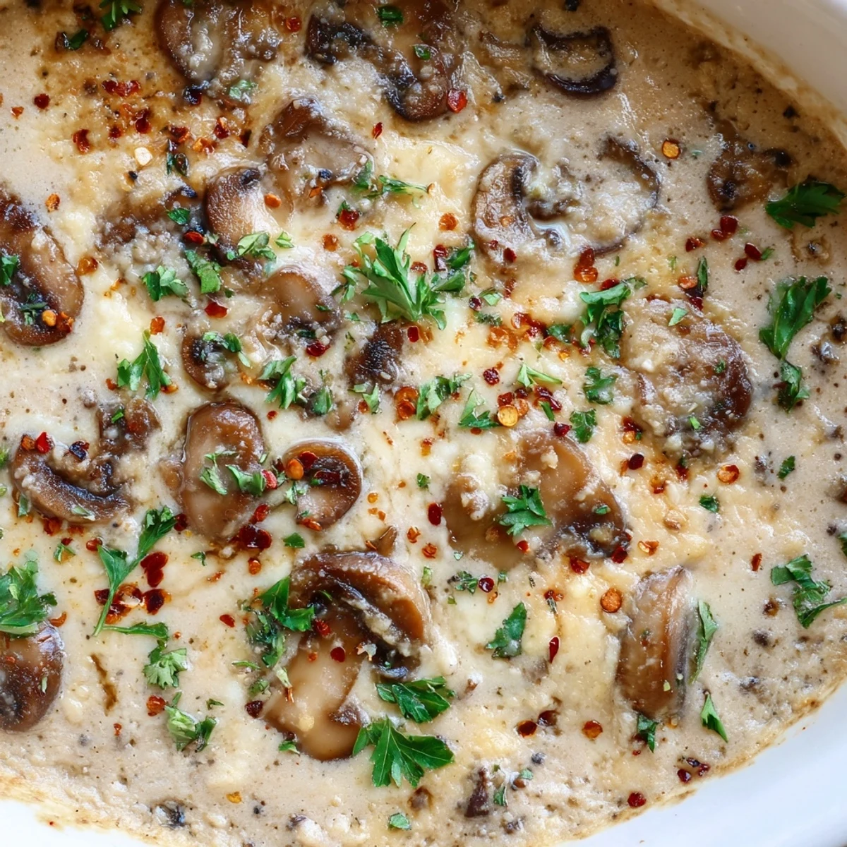 Warm stuffed mushroom dip served with crispy crackers and fresh vegetable sticks