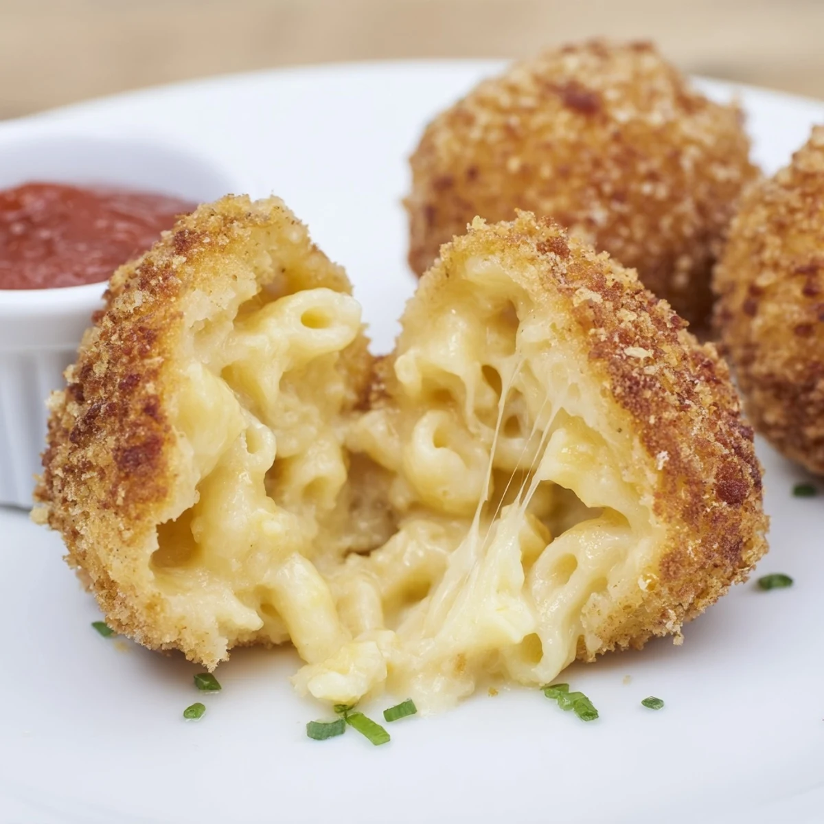 Crispy golden Fried Mac And Cheese Bites resting on paper towels, steam.