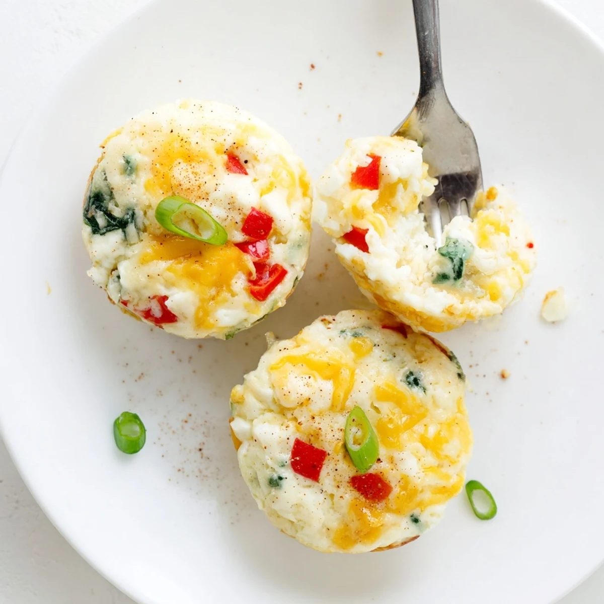 Tray of High Protein Egg White Bites With Cottage Cheese, light, airy breakfast snacks