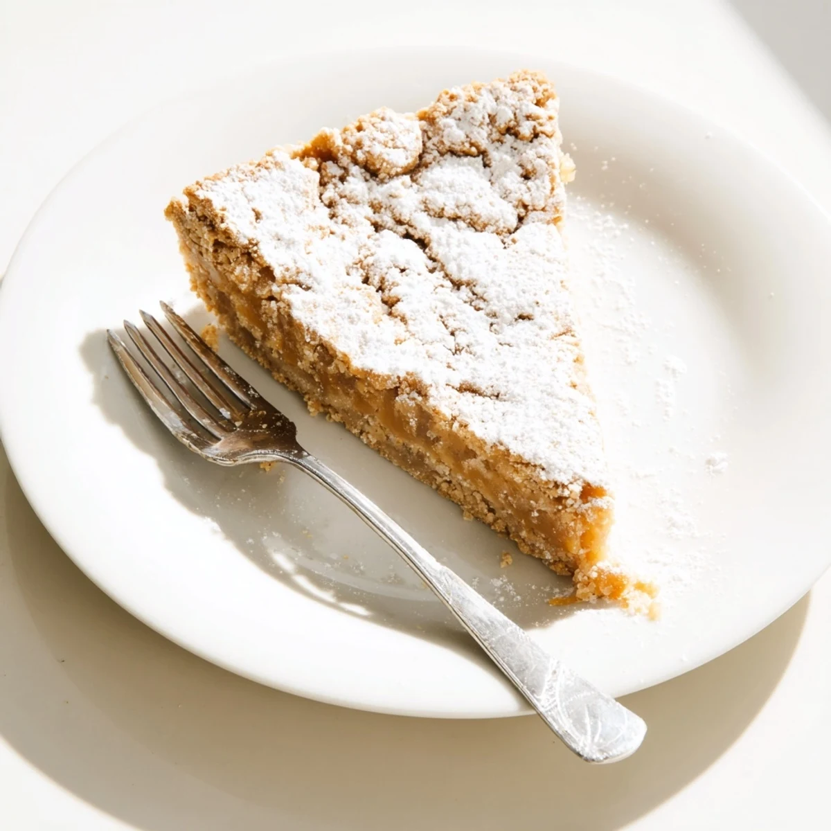 Golden slice of Milk Bar Crack Pie with buttery oat cookie crust and gooey caramel center