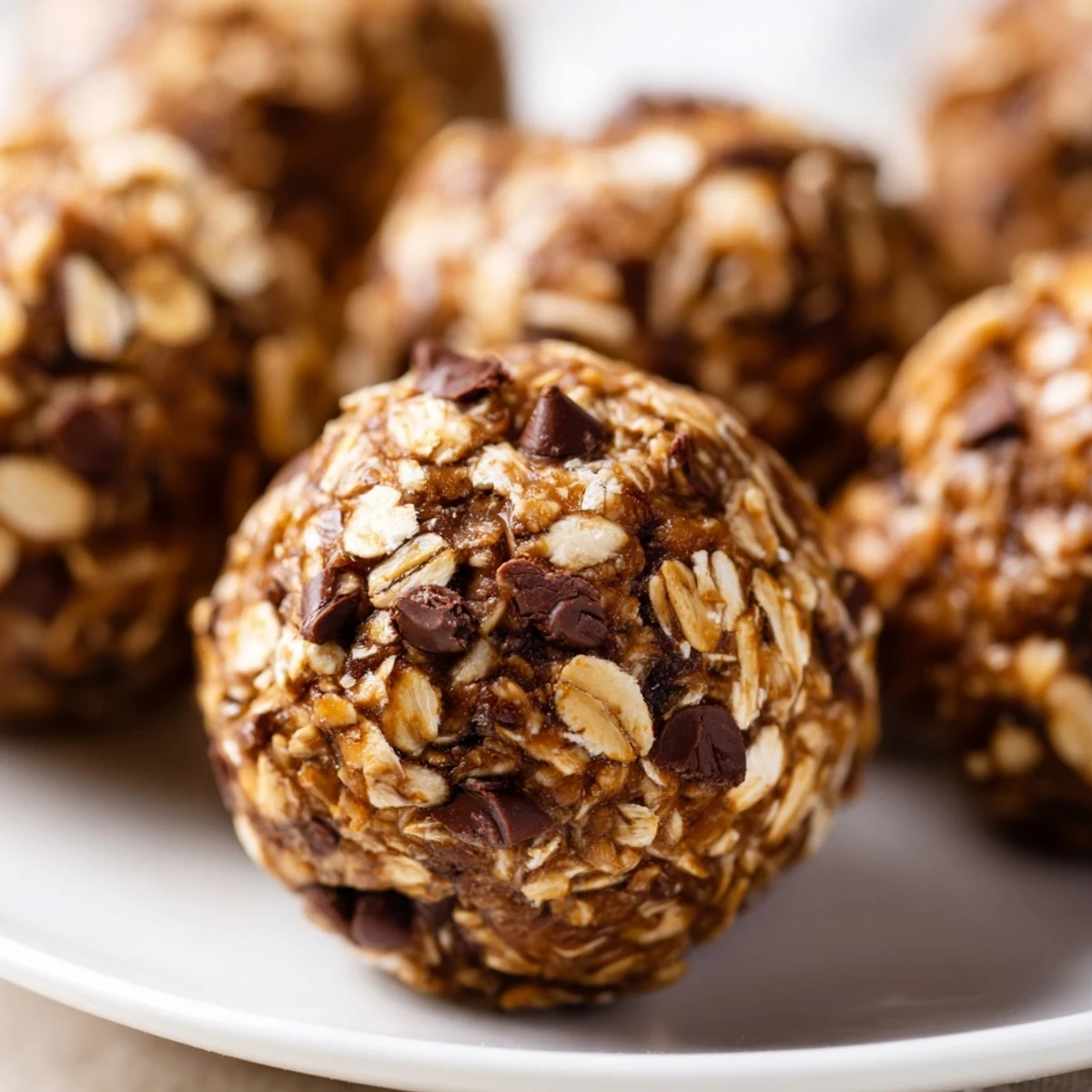 No-bake banana bread energy balls with cinnamon-spiced oats and chopped pecans on parchment paper