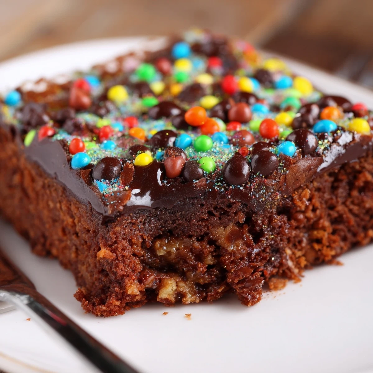 Rich Gourmet Cosmic Brownies Bars topped with silky chocolate ganache, served with milk