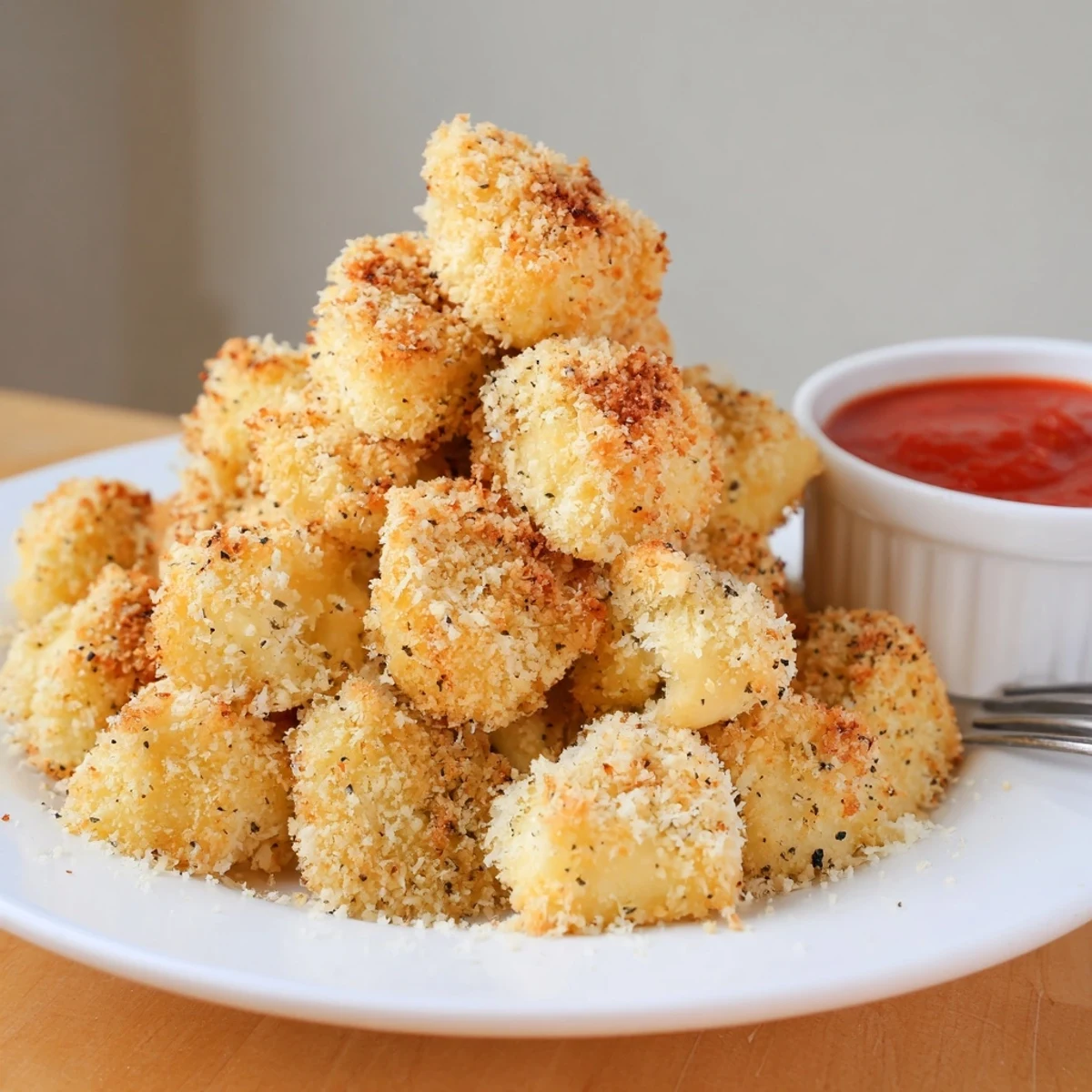 Homestyle Crispy Tortellini Party Snacks Recipe fried to crunchy perfection, paper-towel-drained