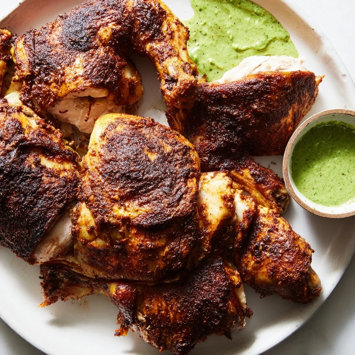 Golden roasted Peruvian Chicken Delight with crispy herb-marinated skin and zesty lime