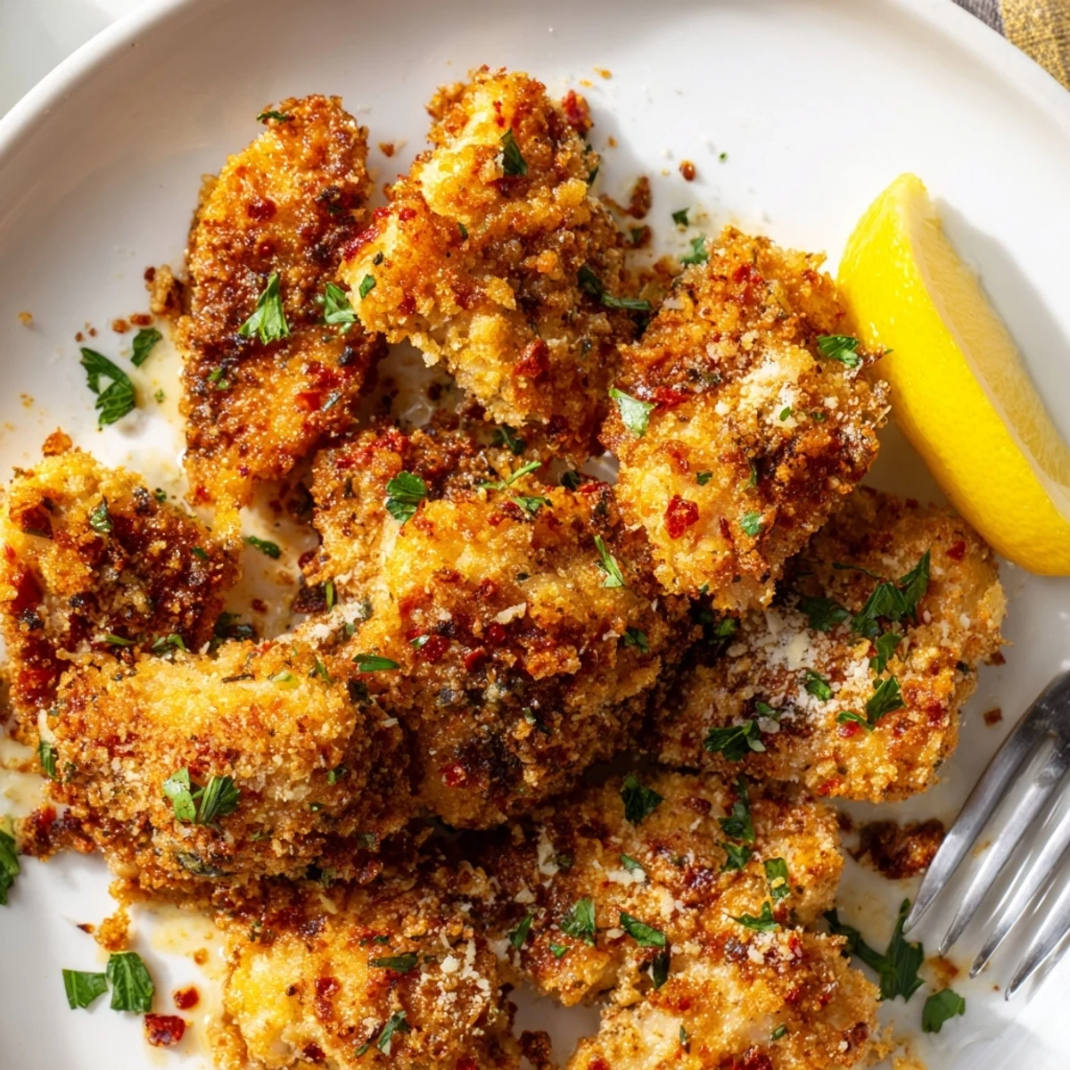 Crusty baked Paprika Parmesan Chicken sliced open revealing tender juicy meat inside