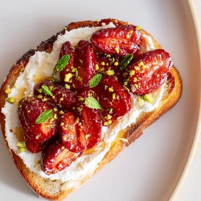 Roasted Strawberry Whipped Ricotta Toast